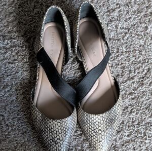 Preston & York Snakeskin Pattern Flats with Black Accent